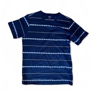 Men's Roark Navy Short-Sleeve Stripe Crew Neck Shirt Medium
